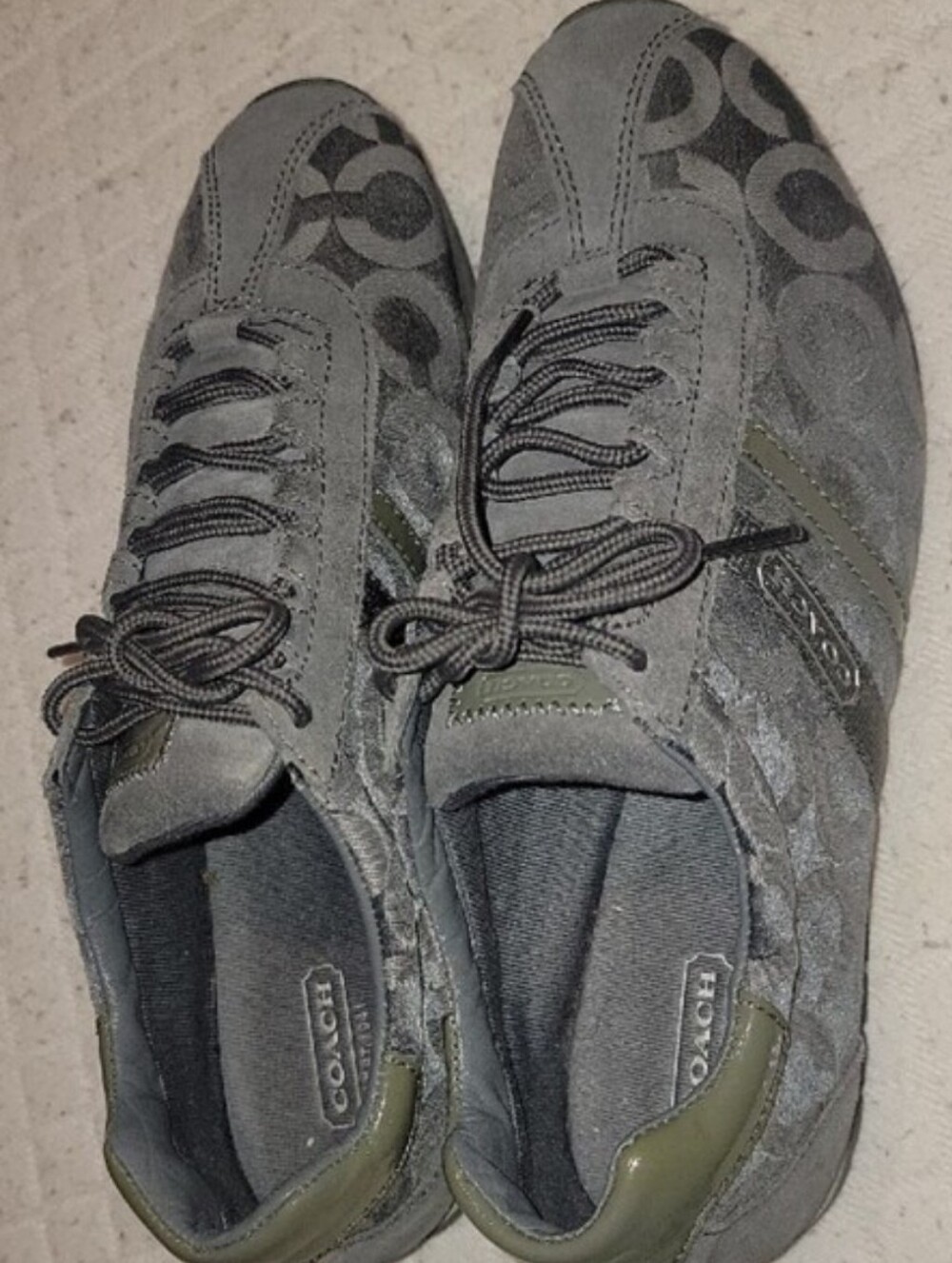 Coach Women's Gray Lace-Up Logo Sneakers Coach EST 1941